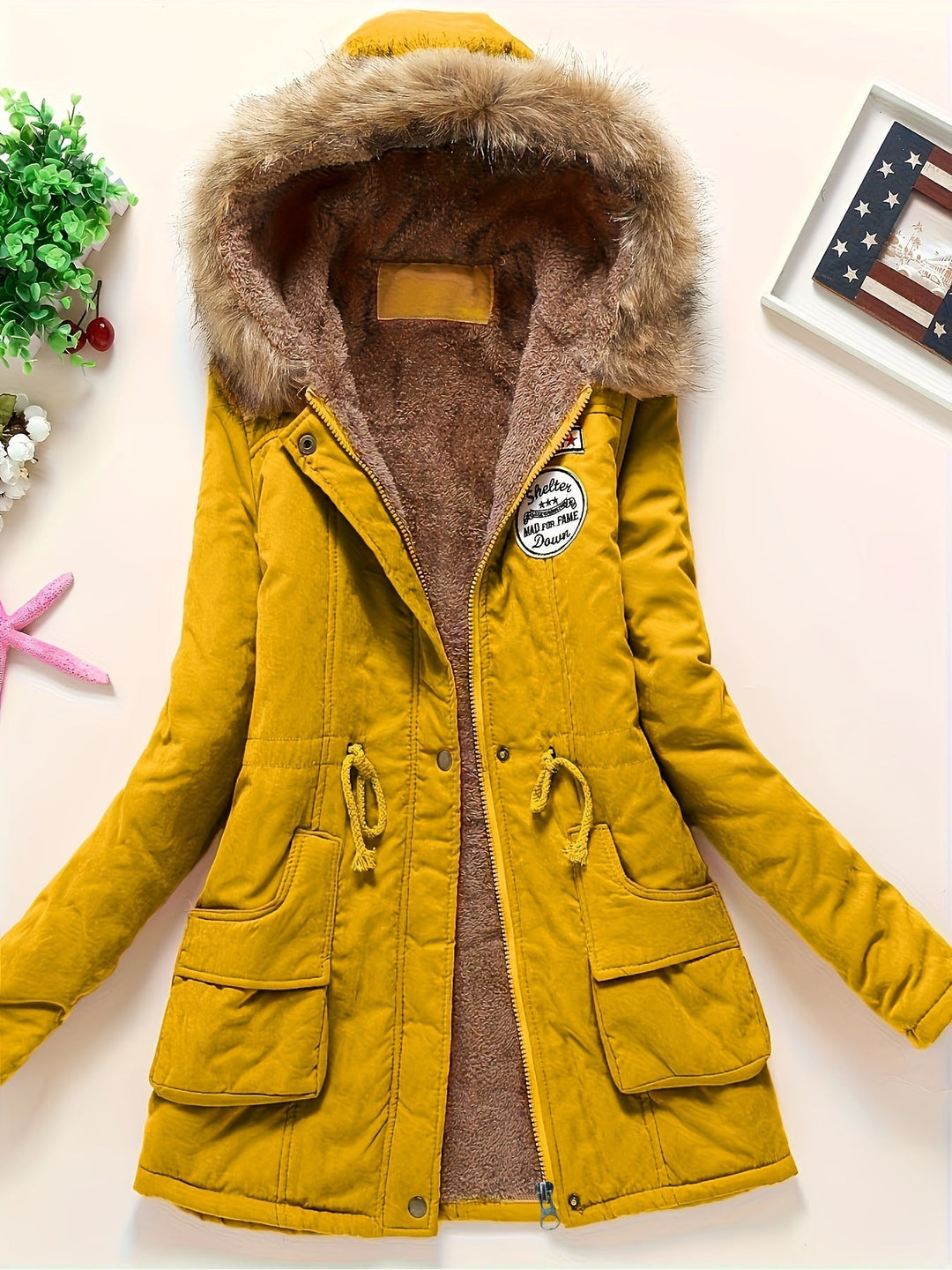 Women's Warm Fleece-Lined Hooded Winter Jacket with Faux Fur Collar | Ideal for Autumn/Winter