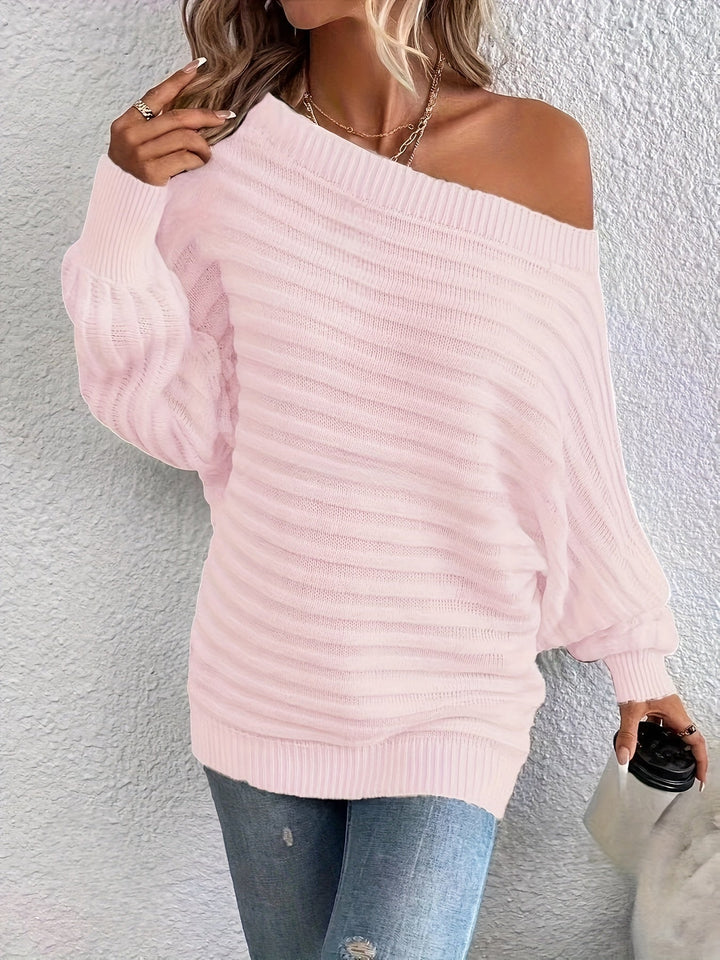 Casual Off Shoulder Wool Sweater with Comfy Design for Women | Ideal for Winter