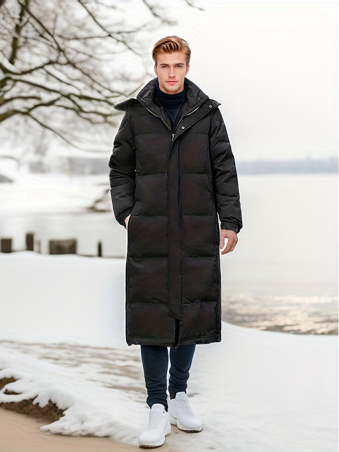 Casual Black Warm Long Padded Hooded Winter Jacket For Men | Perfect for Winter