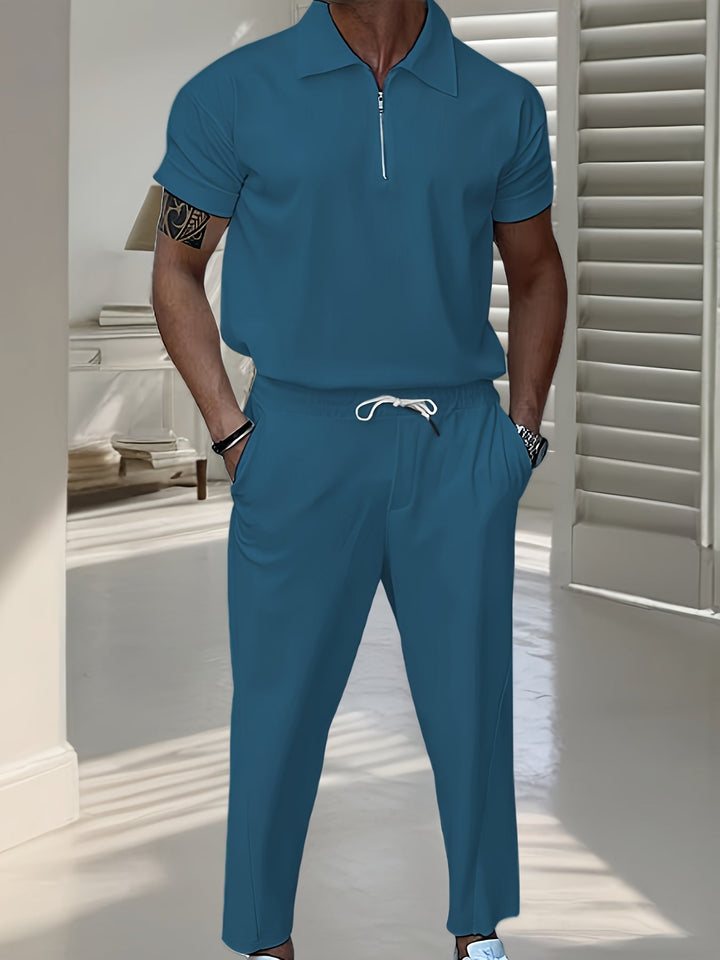 Casual Stylish Zipped Cotton Tracksuit with Breathable Comfy Pants for Men | Ideal for Spring