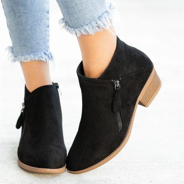 Faux Leather Ankle Boots with Zipper and Heel for Women | Perfect for Casual Days