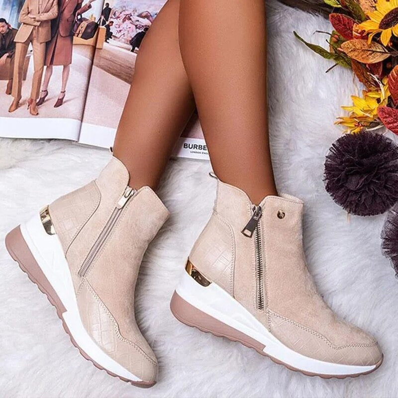 Casual Vegan Leather Ankle Boots with Zipper and Heel for Women | Perfect for Casual Days