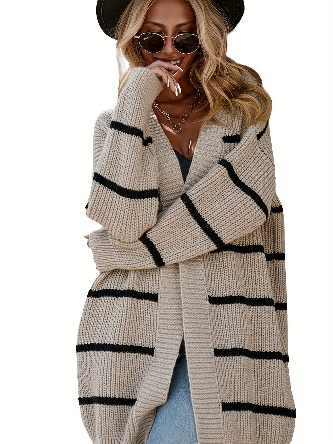 Casual Striped Pattern Wool Knitwear Cardigan for Women | Perfect for Casual Days