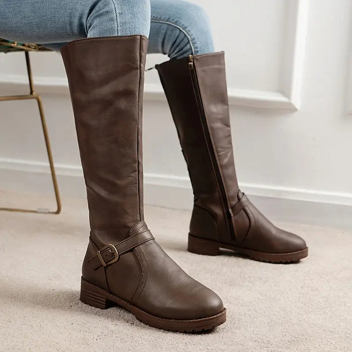 Vegan Leather Knee High Boots with Heel for Women | Eco-Friendly Materials