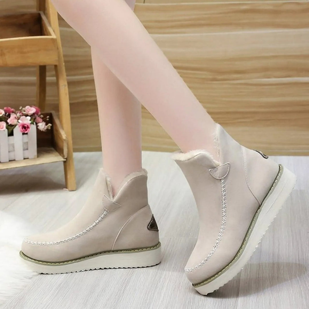 Casual Flat Suede Ankle Boots with Fur for Women | Perfect for Casual Days