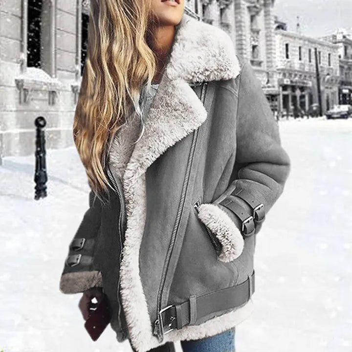 Women's Elegant Warm Winter Coat with Faux Lamb Fur | Ideal for Autumn/Winter