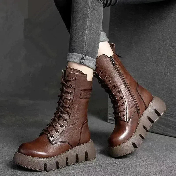 Casual Vegan Leather Platform Ankle Boots with Zipper for Women | Perfect for Casual Days