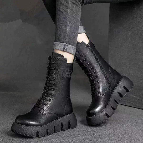 Casual Vegan Leather Platform Ankle Boots with Zipper for Women | Perfect for Casual Days