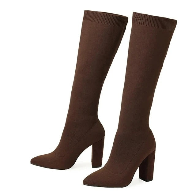 Casual Knee High Leather Cowboy Boots with Heel for Women | Perfect for Casual Days